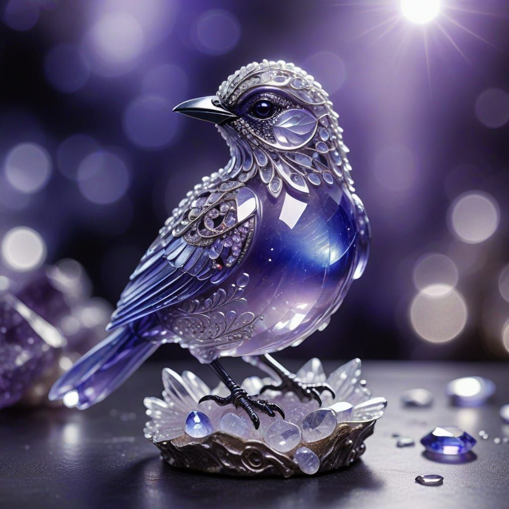 Crystal Bird in Purple Amethyst Glory