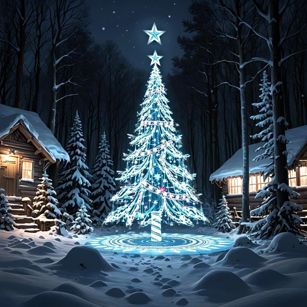 Winter Forest Christmas Hologram Scene