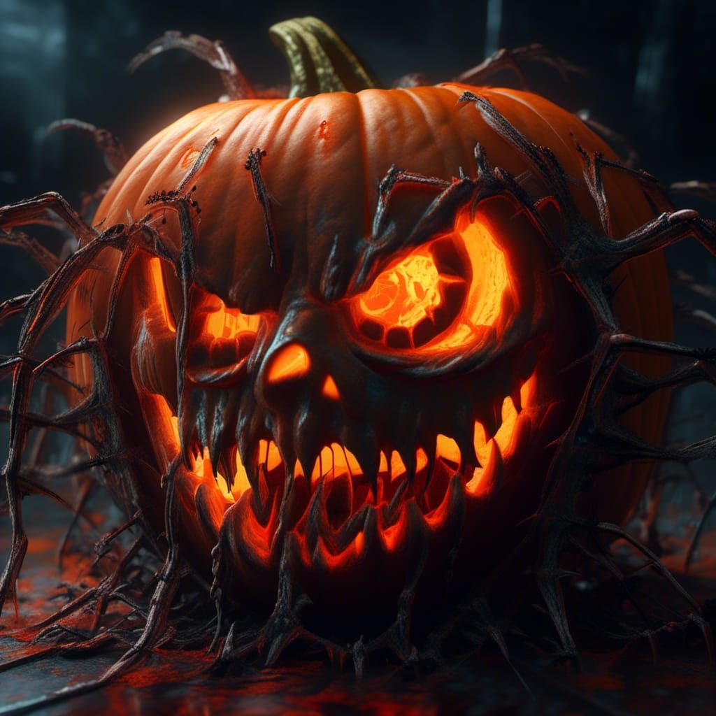 Scary Decaying Jack-O-Lantern with Undead Aura