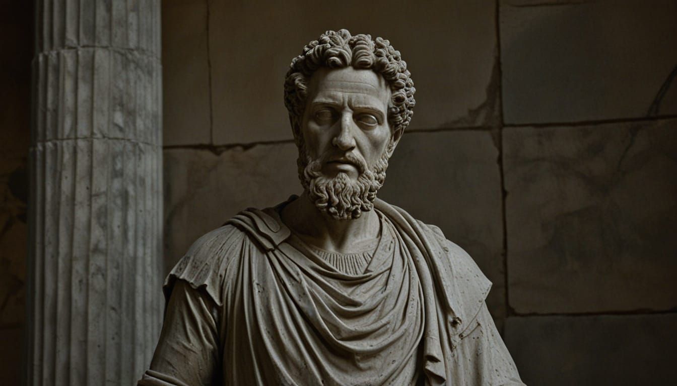Marcus Aurelius Statue in Ancient Greek Temple