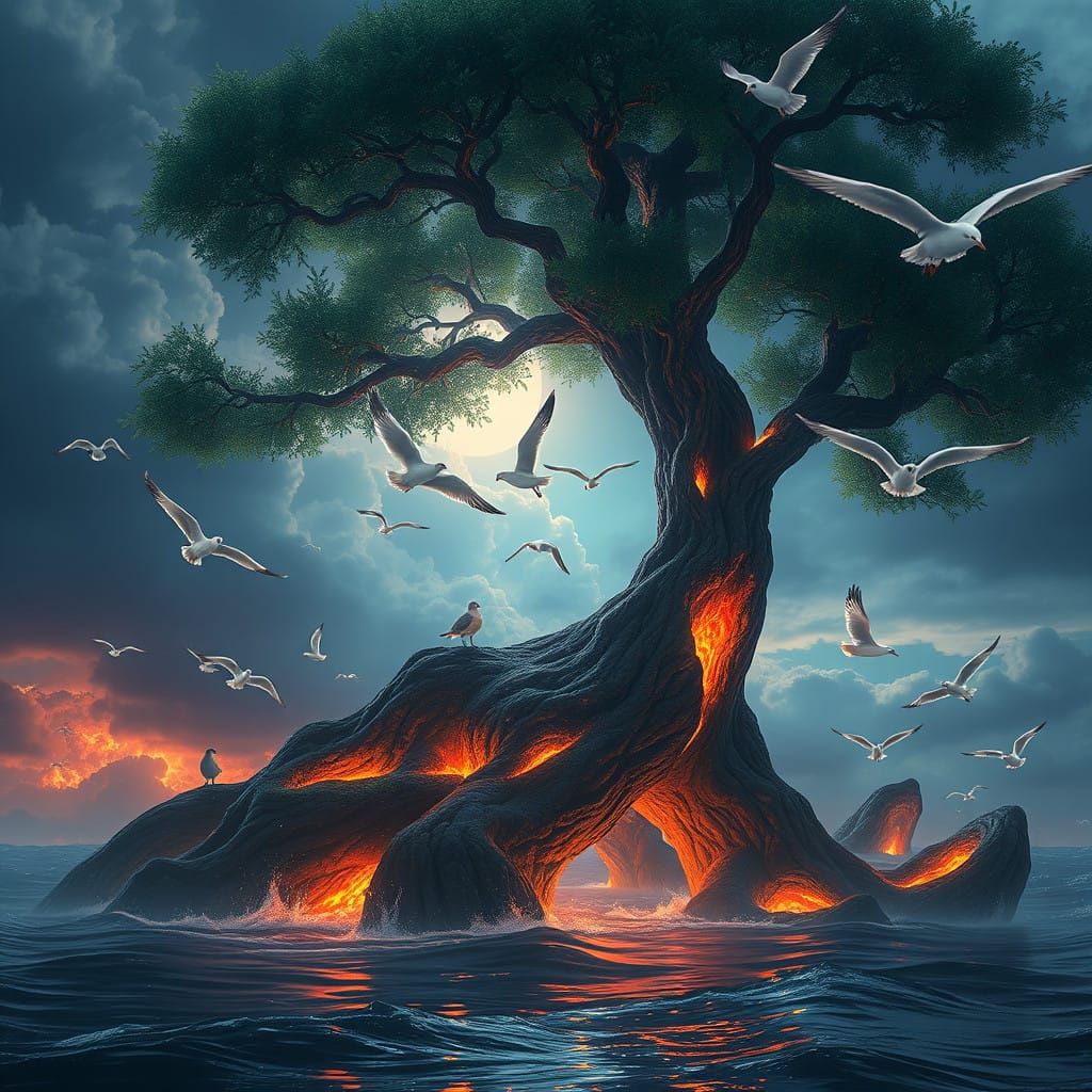 Mystical Tree of the Elements: A Fantastical Vision
