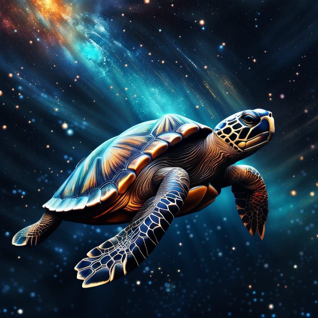 Hyperrealistic Celestial Space Turtle in Starry Expanse