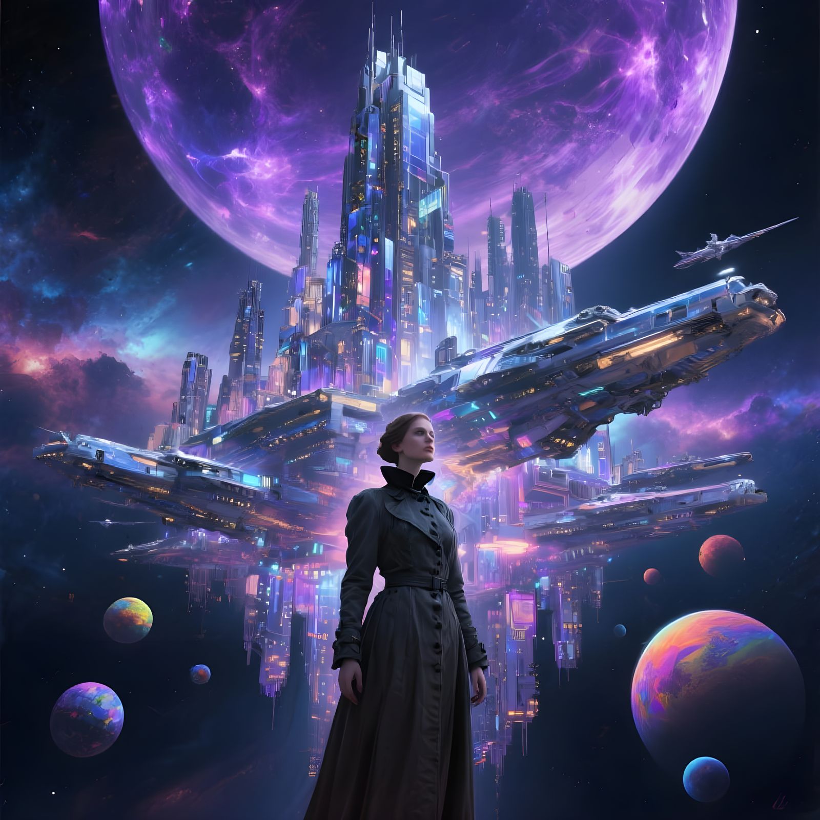 Futuristic Starship City in Deep Space: 8K Ultra Detail