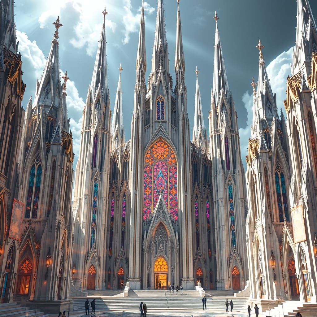 Majestic Crystal Cathedral in Futuristic Style