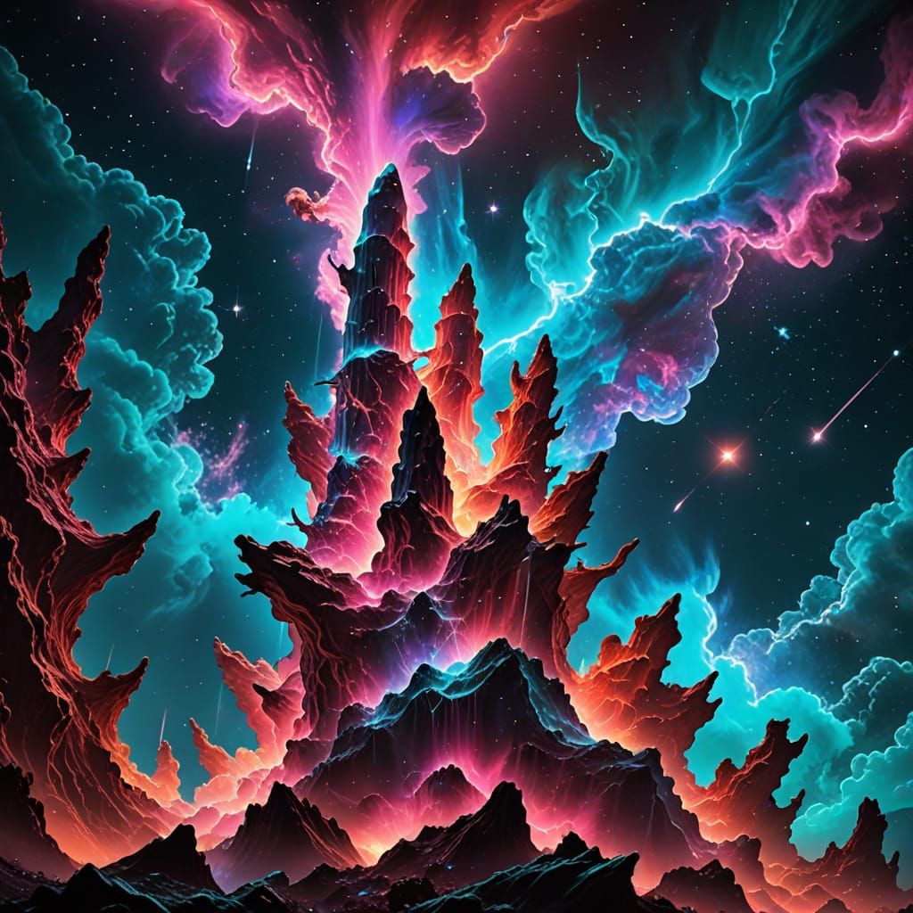 Eagle Nebula Reimagined as Neon Dreamscape