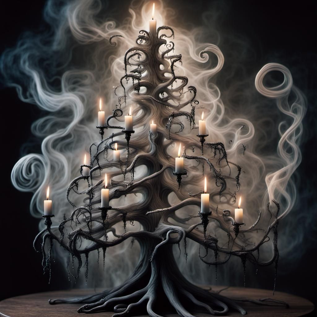 Ethereal Christmas Tree in Tim Burton Style