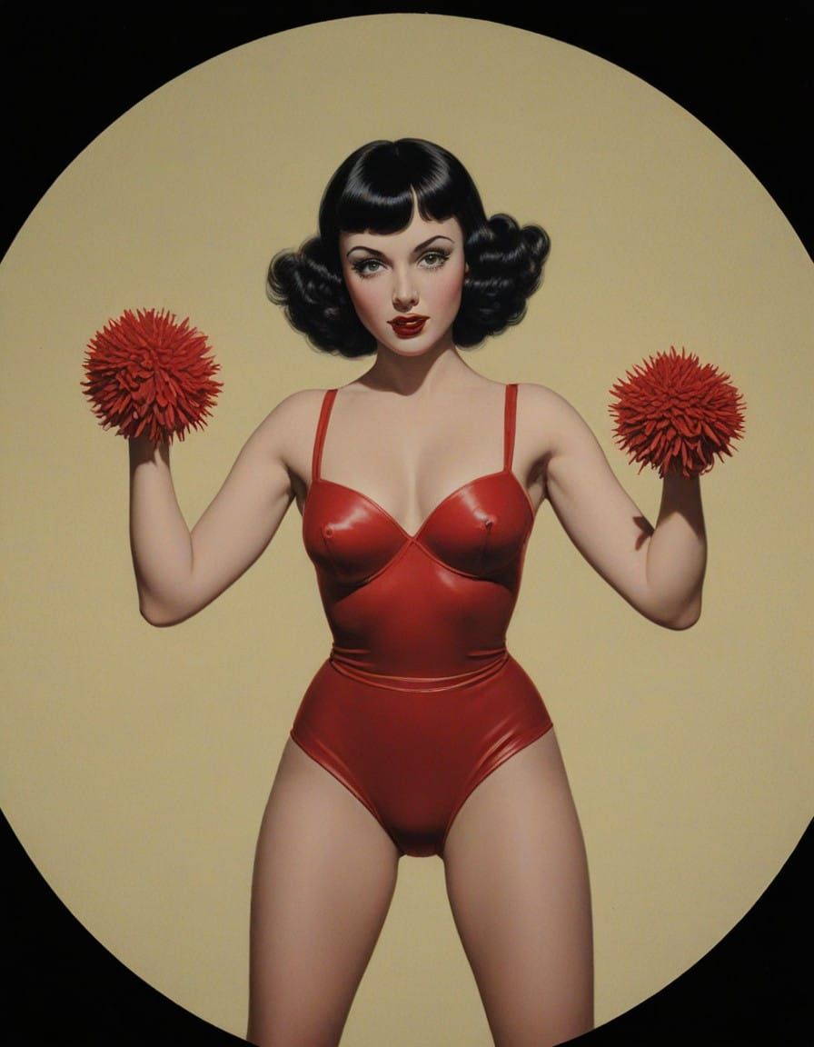 Hyperrealistic Cheerleader Portrait in Dark, Moody Ink Style