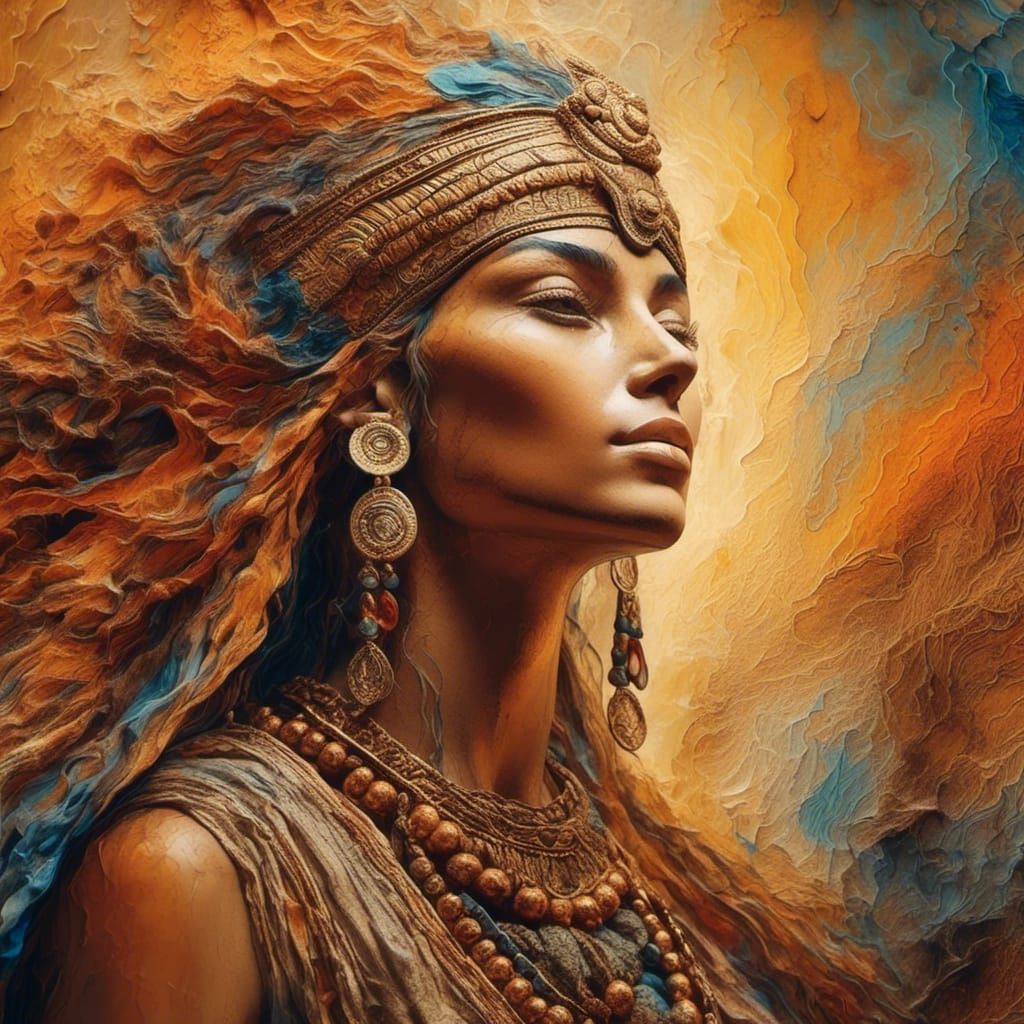 Pharaoh Portrait in Mixed Media with Motion Blur