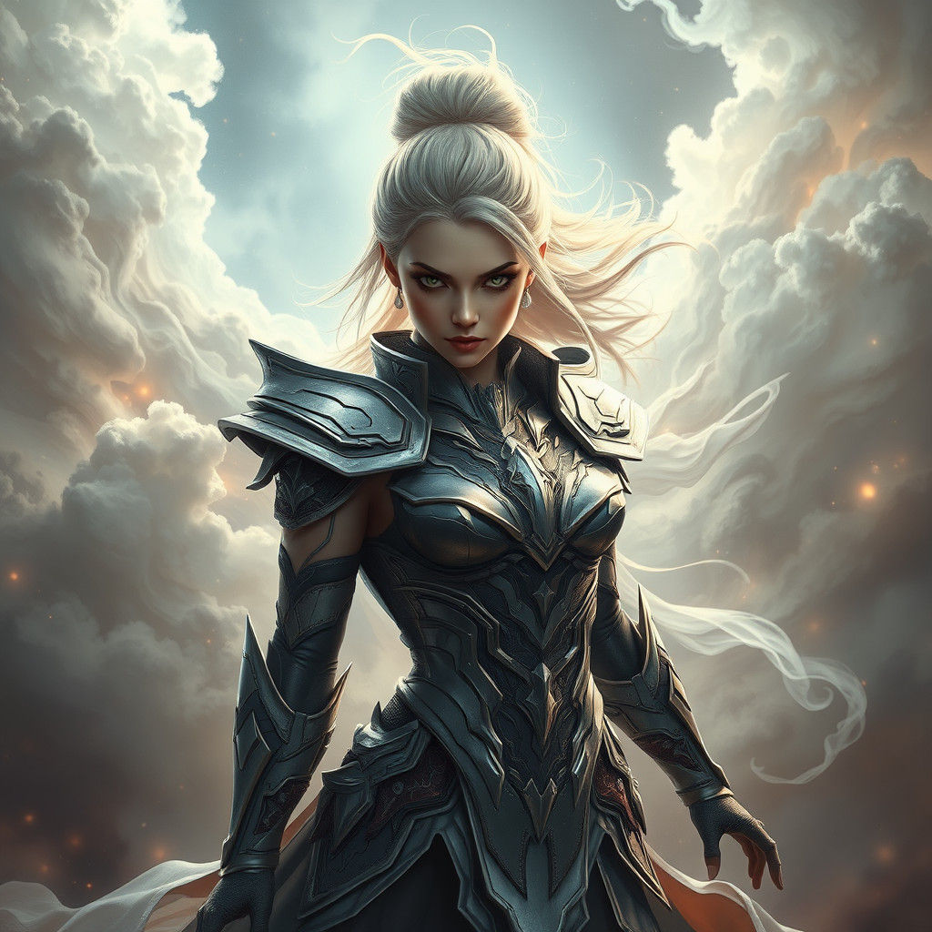 Ethereal Female Warrior in Fantasy Concept Art Style