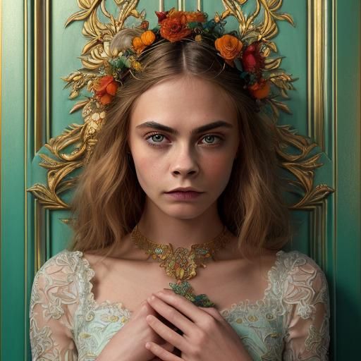 Mystical Portrait Behind a Blue Door