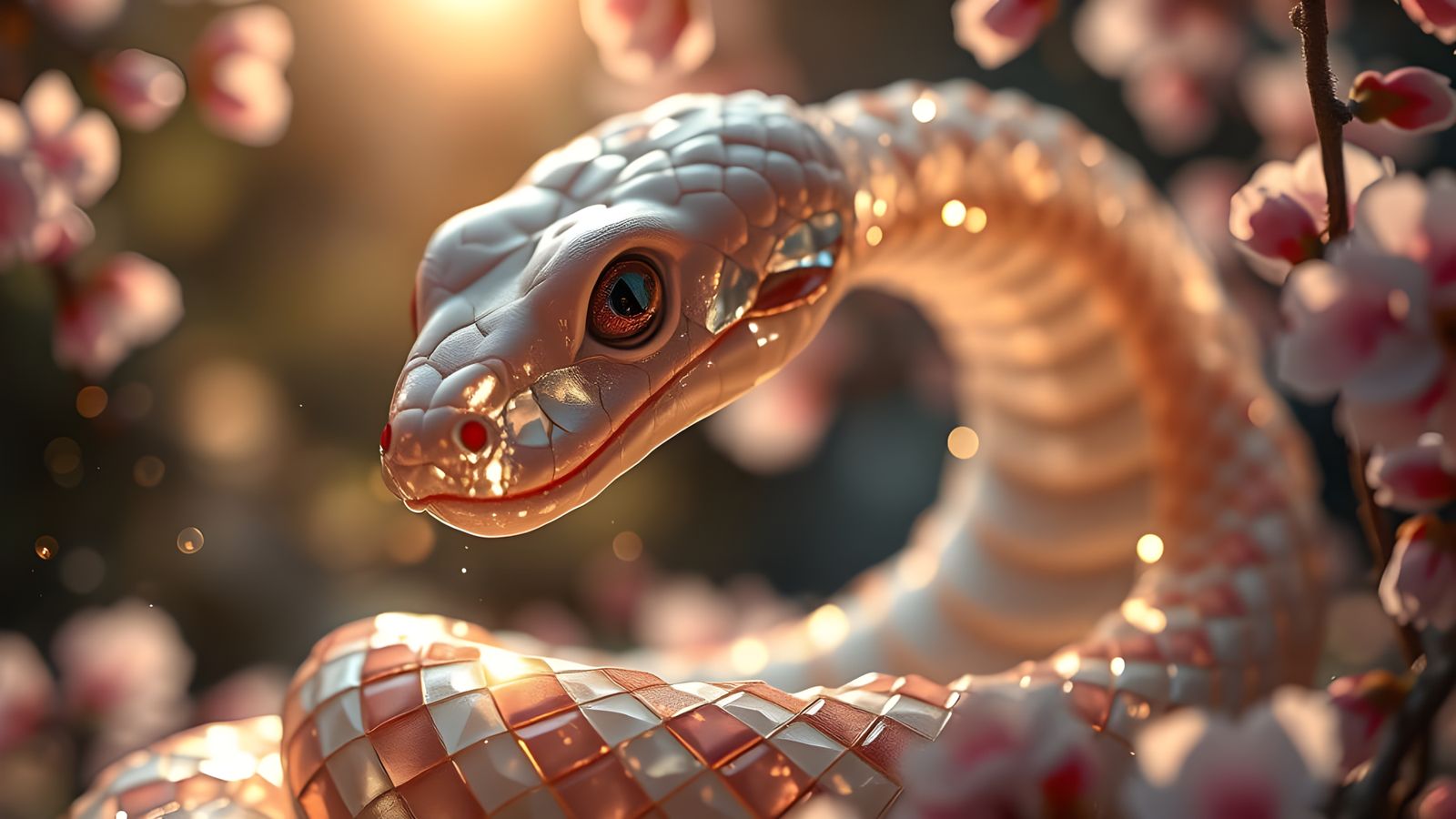 Stunning Hyperrealistic Close-Up of a Glassy Serpent