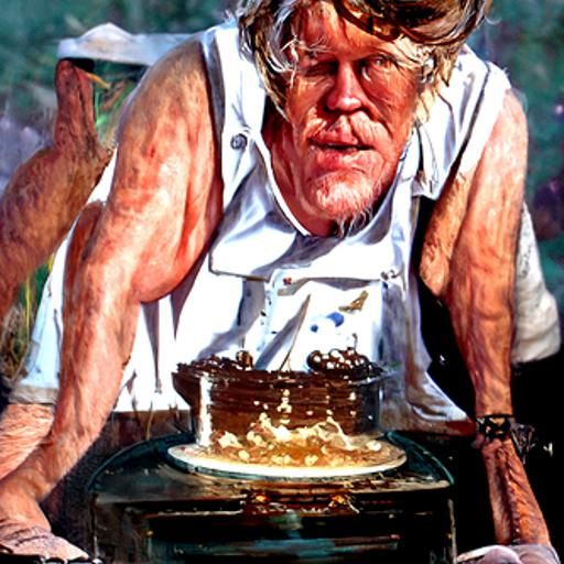 Man Baking Cake in Style of James Gurney