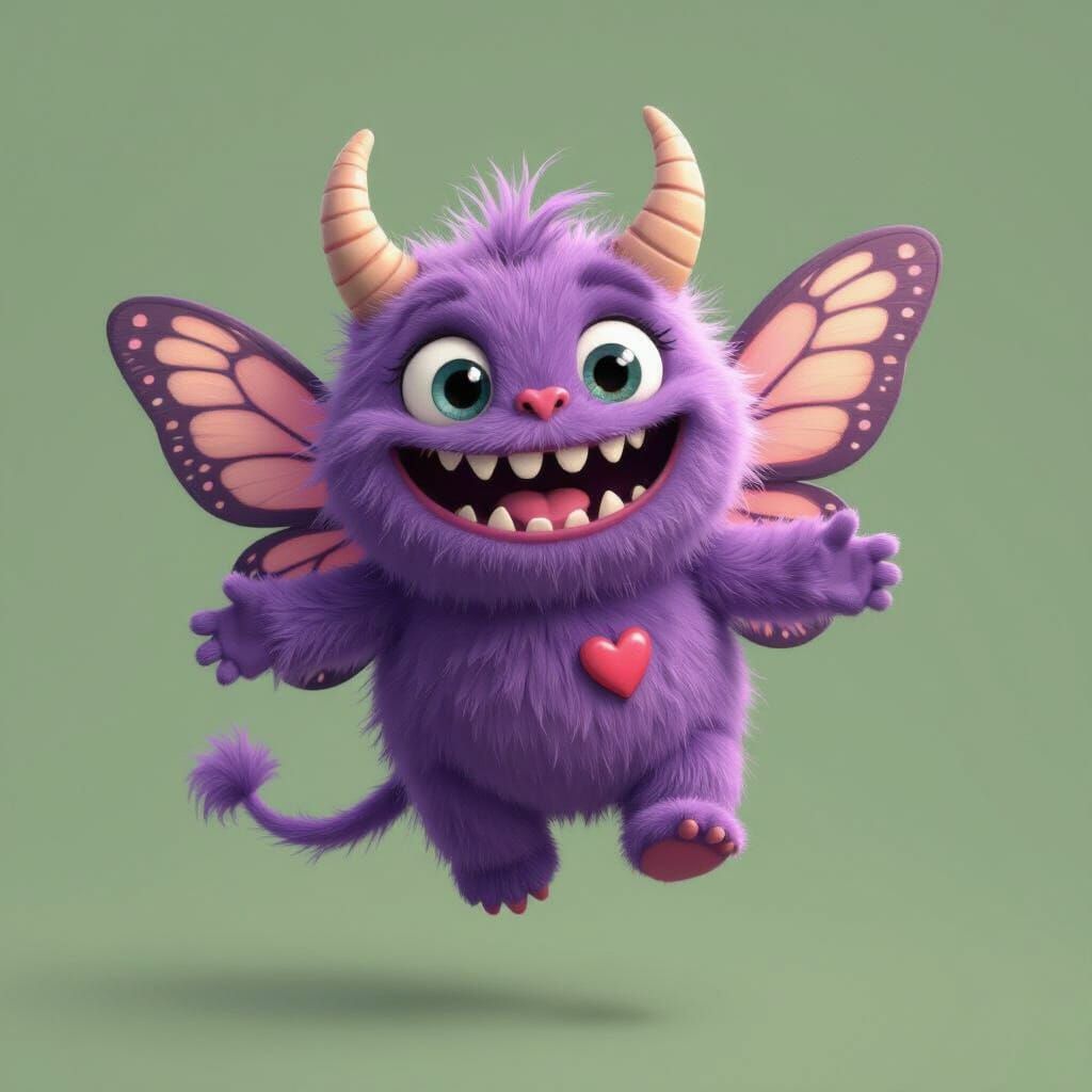 Cute Purple Monster with Butterfly Wings in Children's Book ...