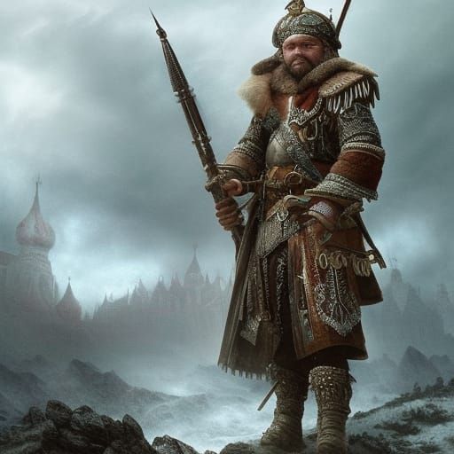 Epic Digital Russian Warrior in Cinematic Splendor