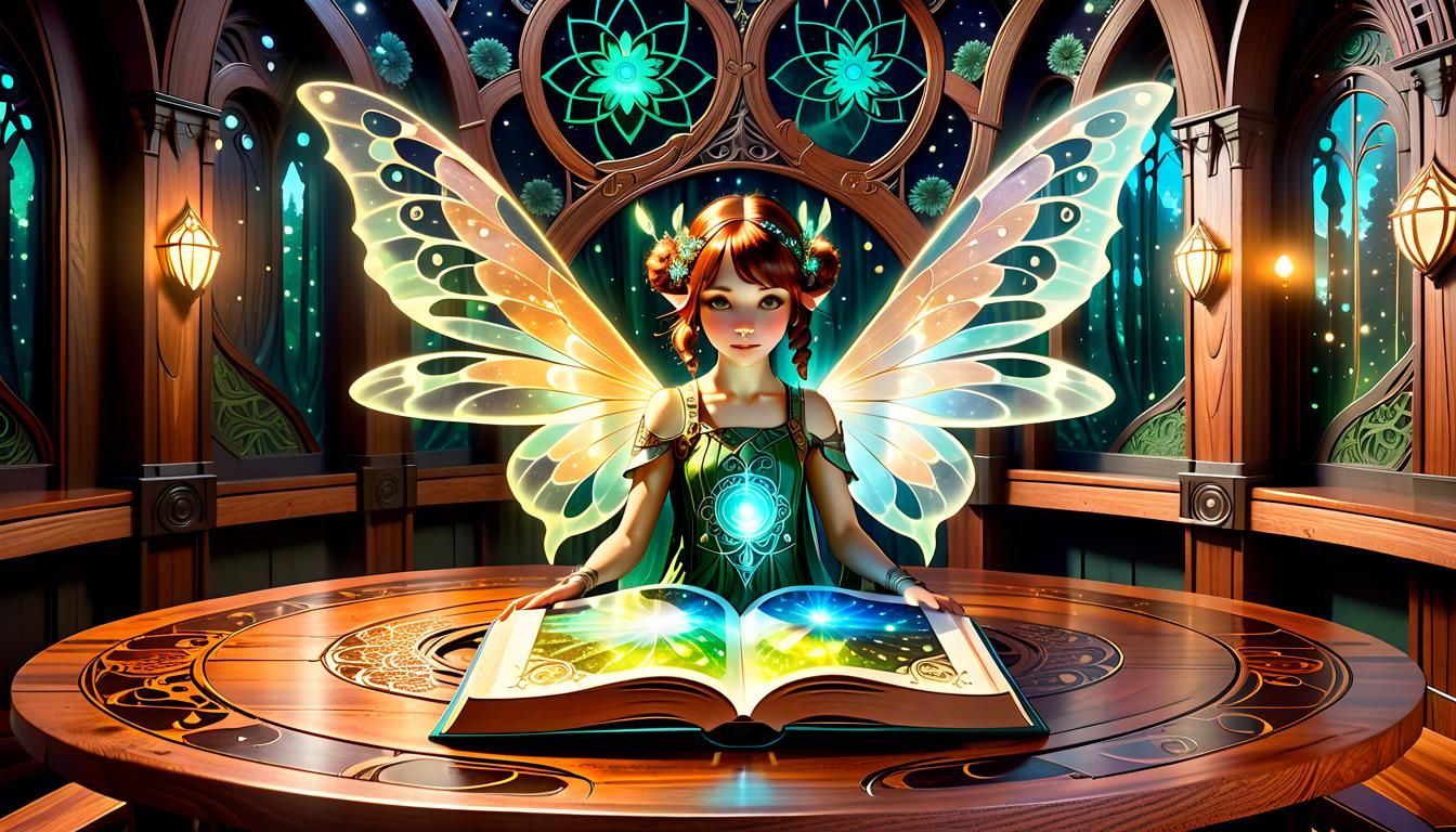 Fairy Universe Roleplaying Book Cover Art in Art Nouveau Sty...