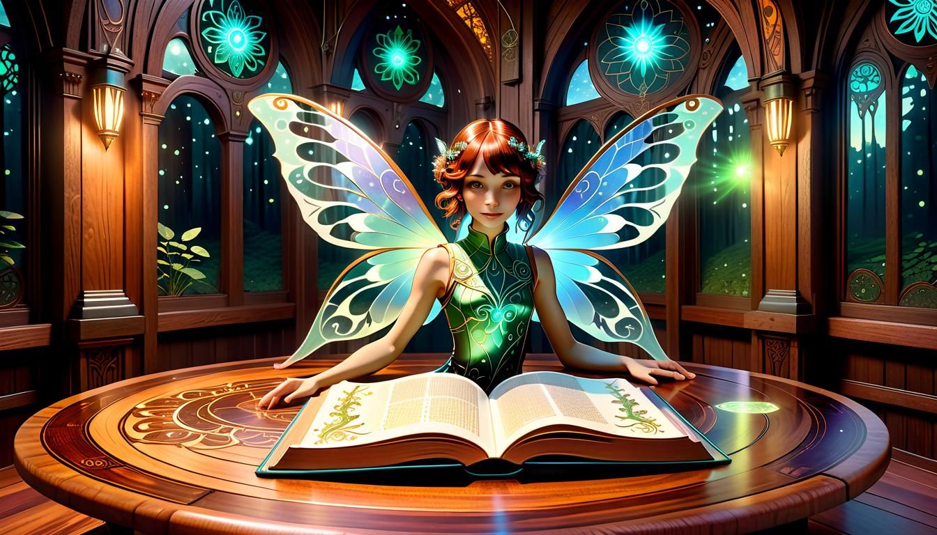 Fairy Universe Roleplaying Book Cover Art in Art Nouveau Sty...