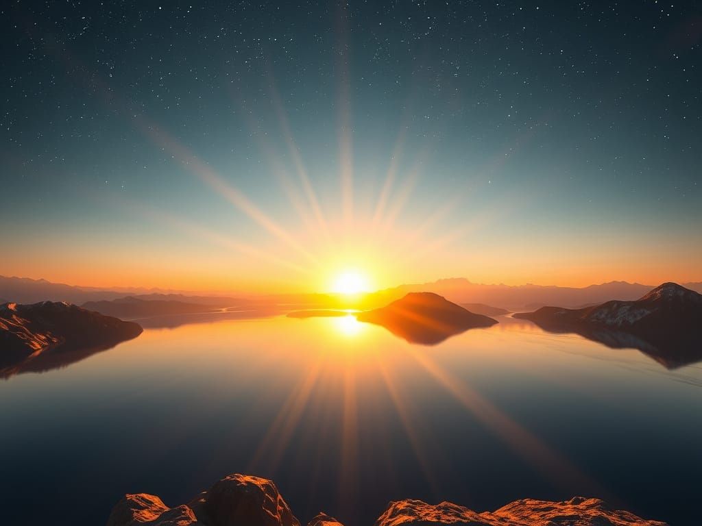 Mountain Lake Sunset with Realistic Lighting and Awe-Inspiri...