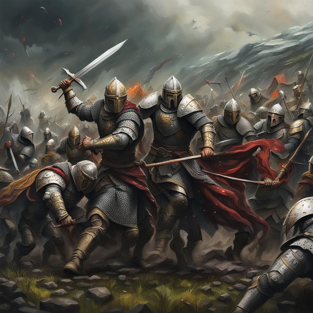 Epic Medieval Battle Between Knights and Barbarians