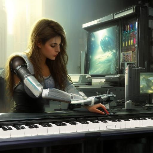 Robot Lab Assistant in Gouache Watercolor Style