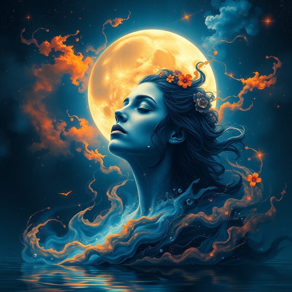 "Devastation etched in an ethereal stunning moon goddess. A ...