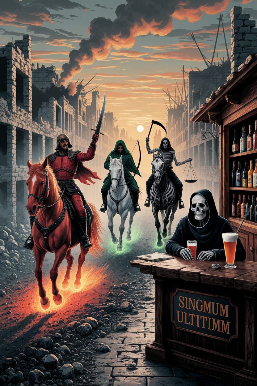 Four Horsemen of Apocalypse in Impressionist Style