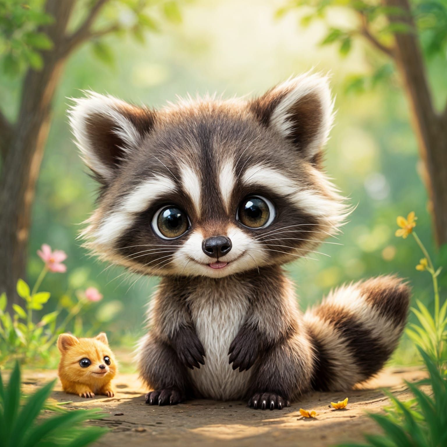 Cute Chibi Raccoons in Adorable Art Style