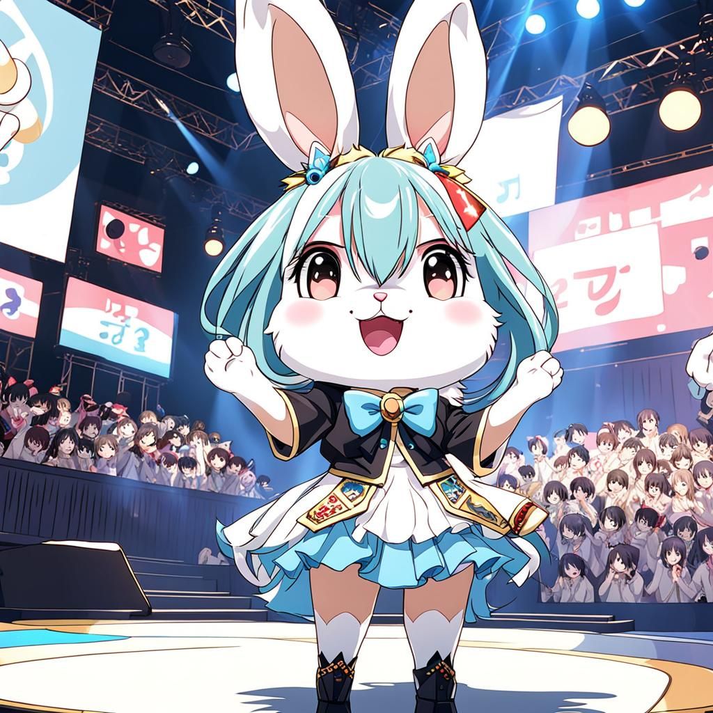Anime Bunny Idol Singing on Stage