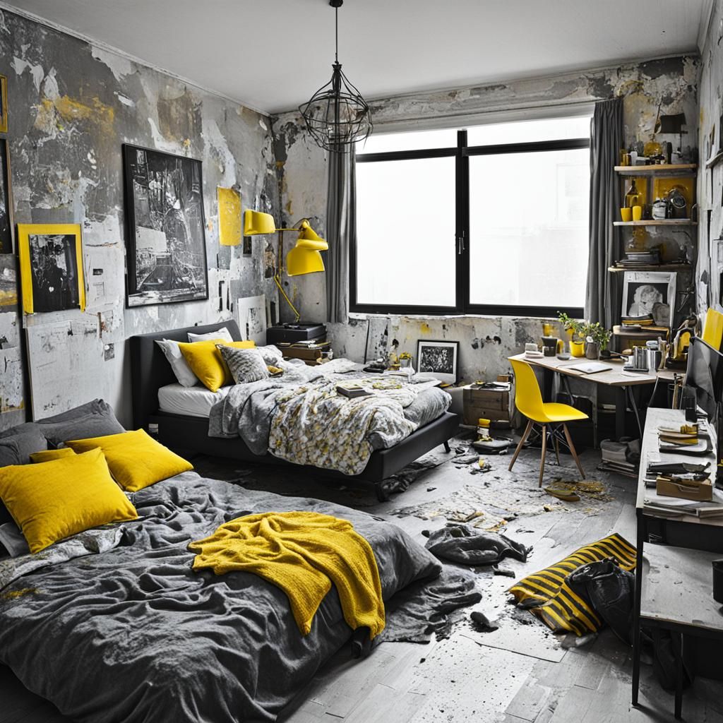 A Nice, Dirty Room with Yellow Accents