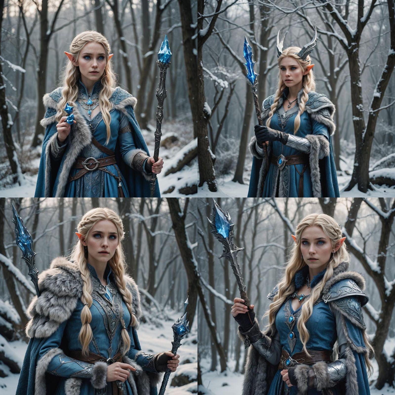 Winter Eladrin with Crystal Scepter, Cinematic Film Still