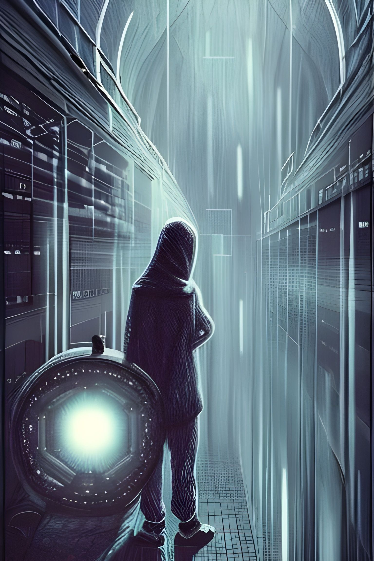 Realistic Hacker in Eerie Fantasy Artwork