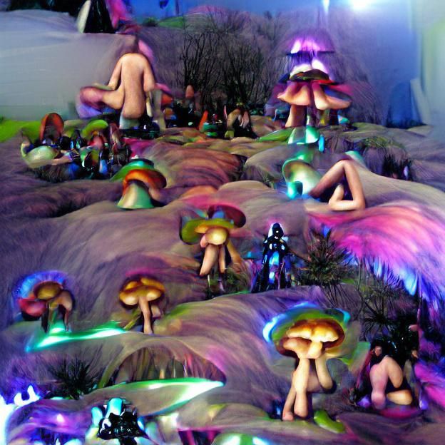 Psychedelic Mushroom Forest with Fairies