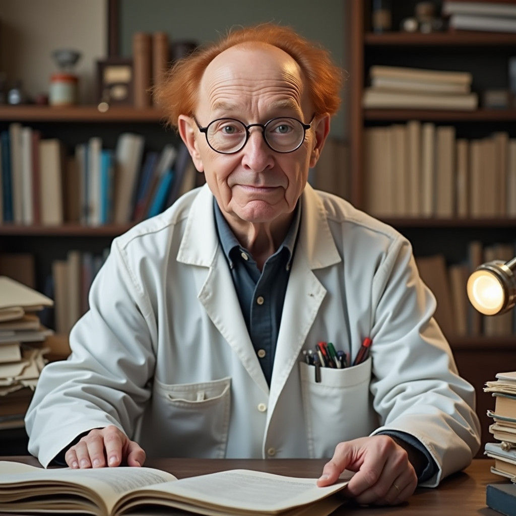 Physics Professor Portrait in Realistic Style