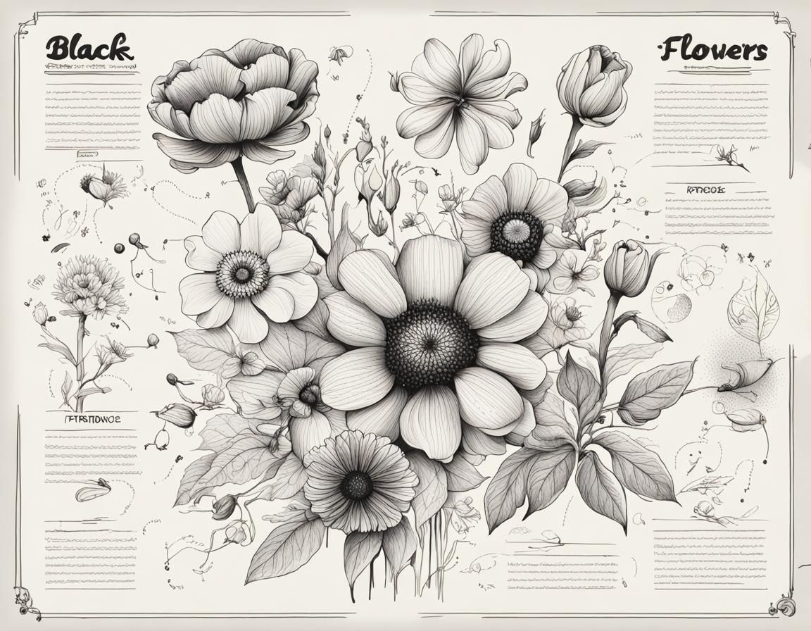 Black Ink Flower Infographic Concept Design