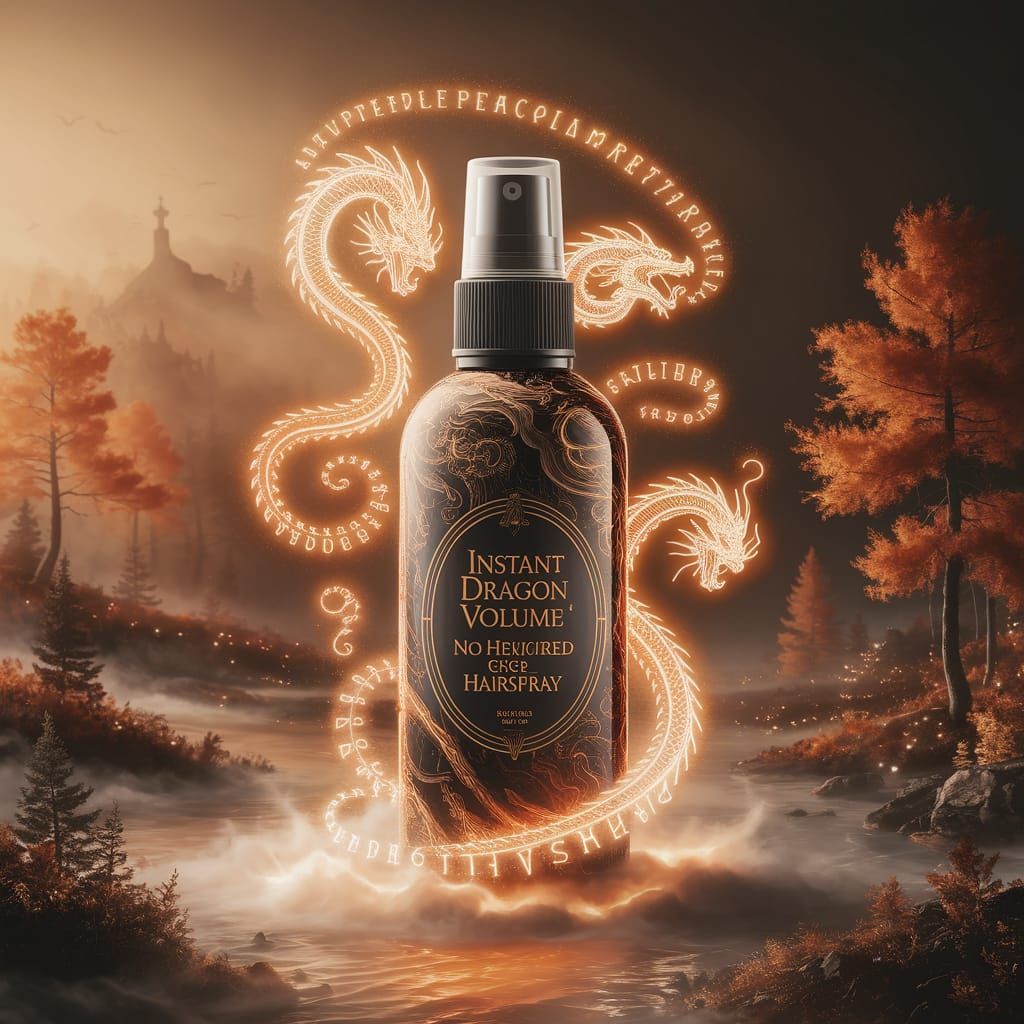 Enchanted Hairspray Bottle in a Dreamy Fantasy Scene