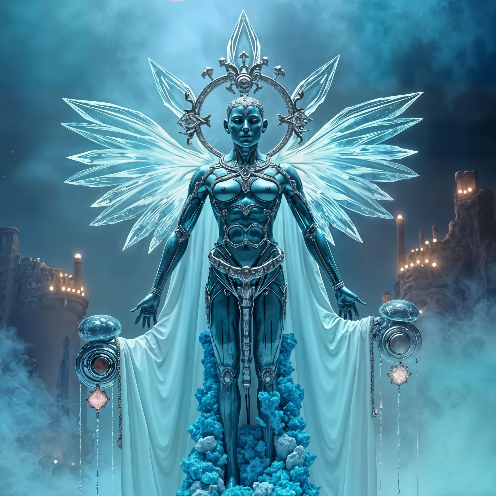 Futuristic Zoroastrian God Manifesting as AI