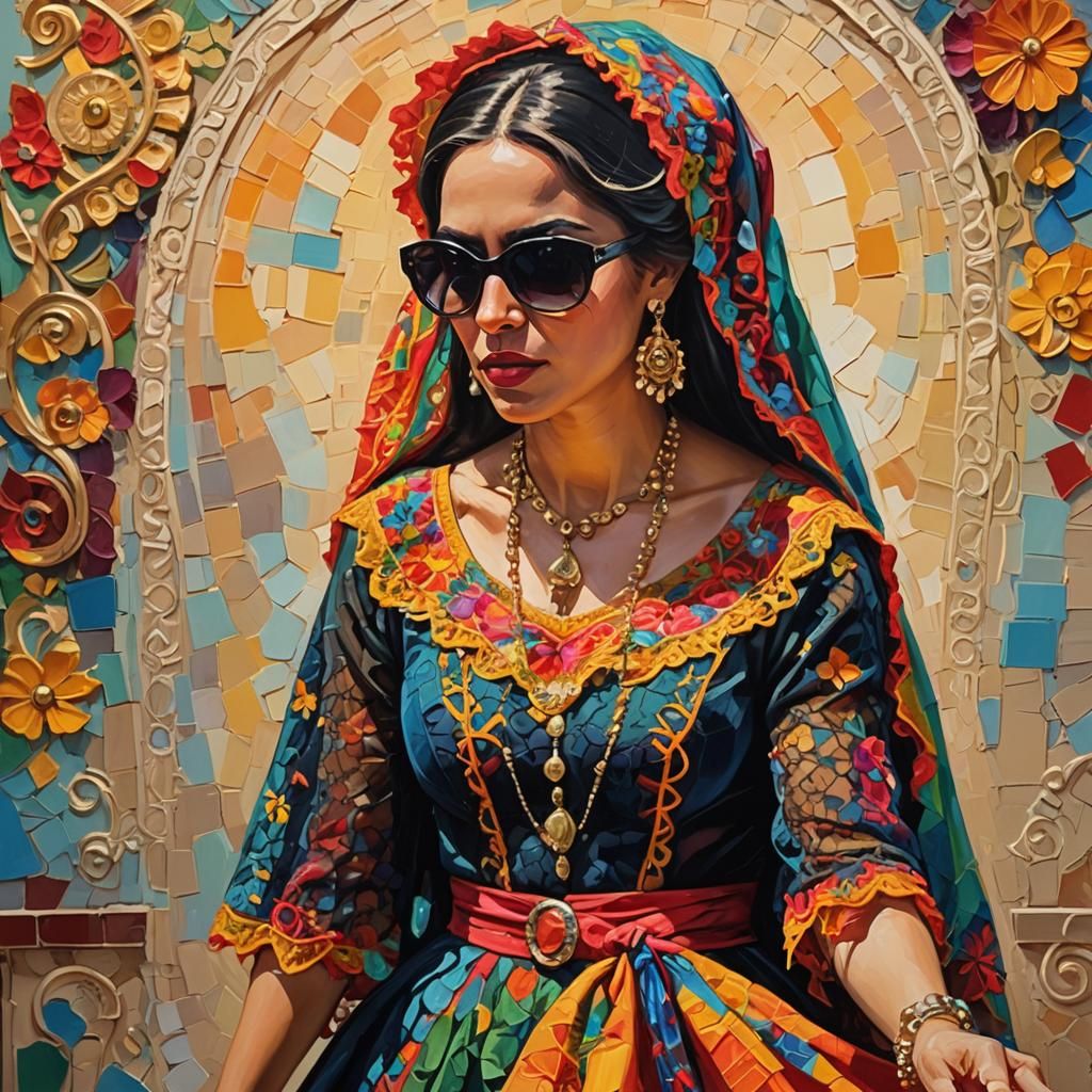 Spanish Girl Portrait in Expressionist Oil Painting