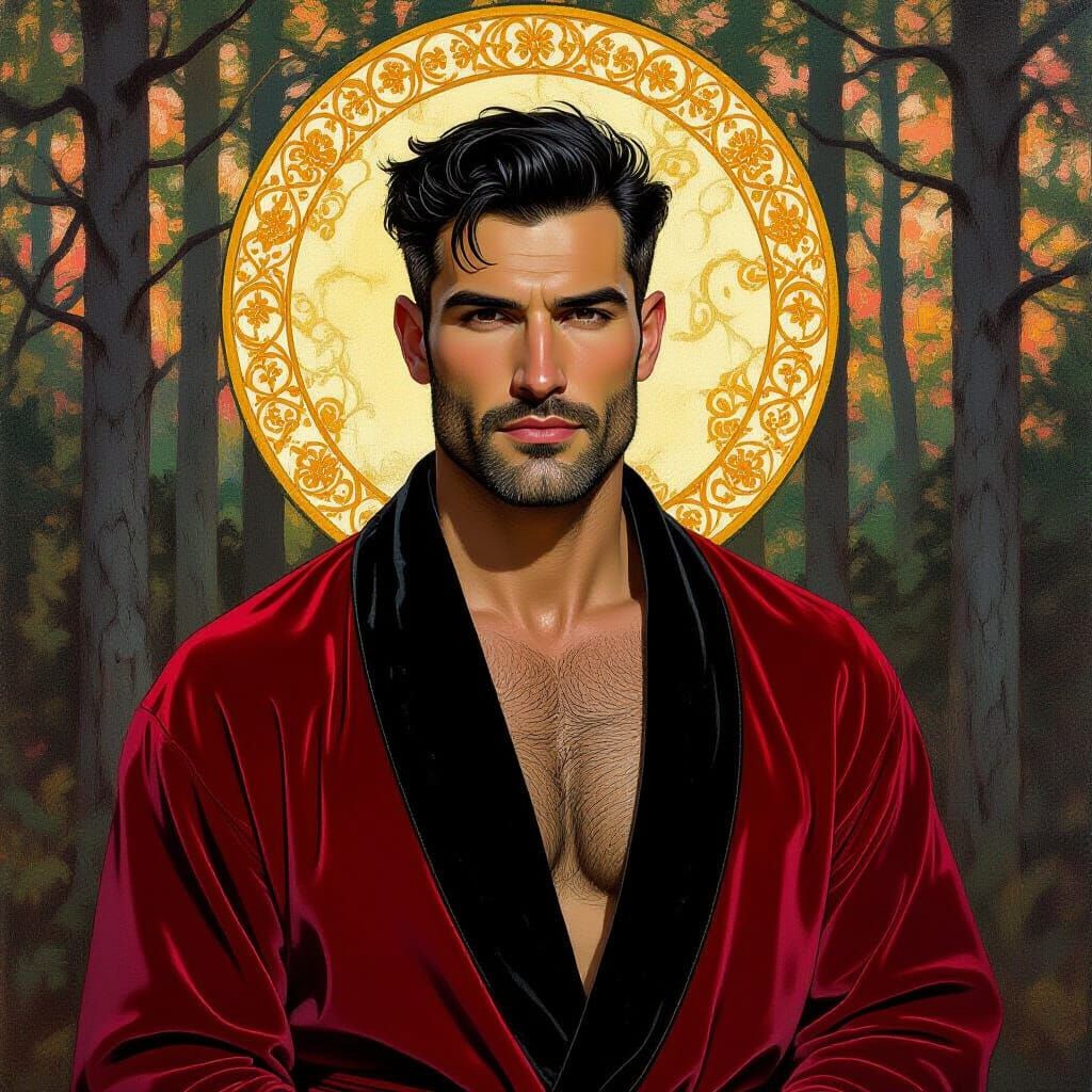 Man in Velvet Robe, Impressionist Painting Style