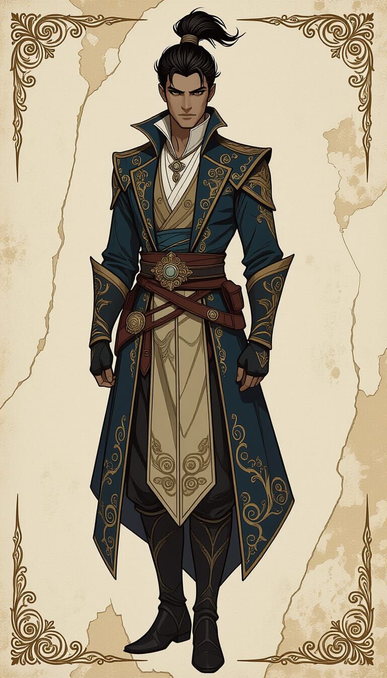 Hero in Ornate Attire: Fantasy Art Illustration