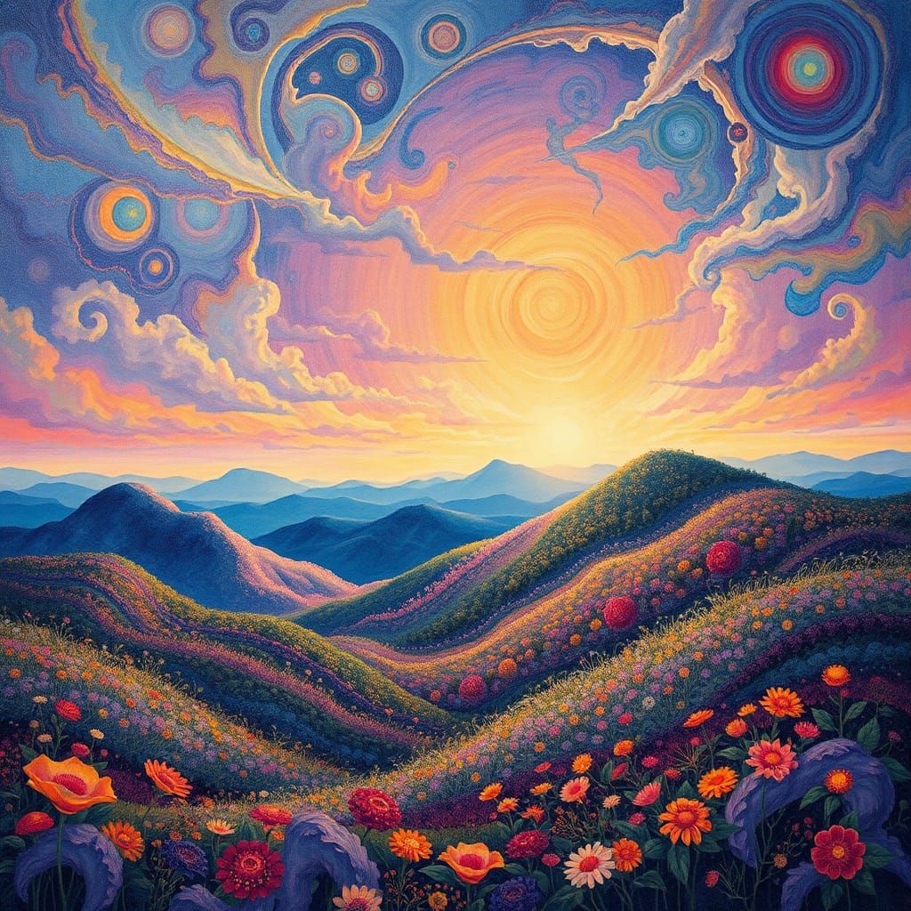 Dreamlike Landscape Radiating Ethereal Glow