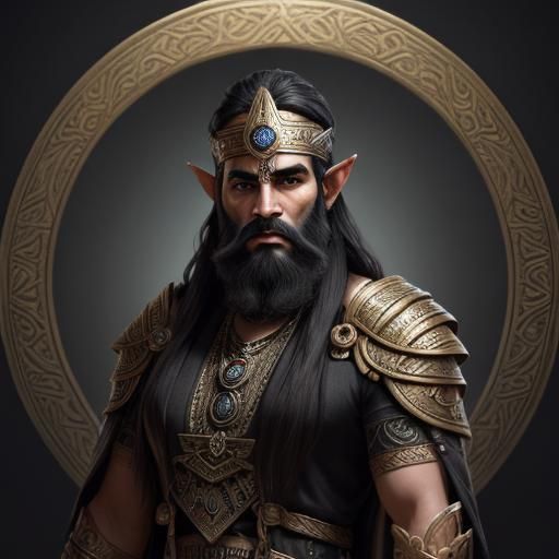 Dwemer Elf with Assyrian Beard in Steampunk Style