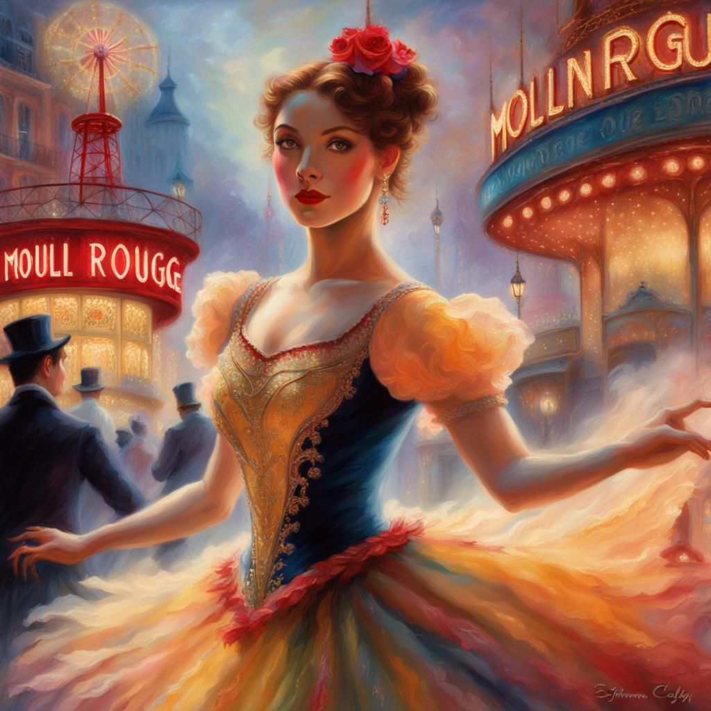 Spanish Dancer at Moulin Rouge in Fantasy Realism