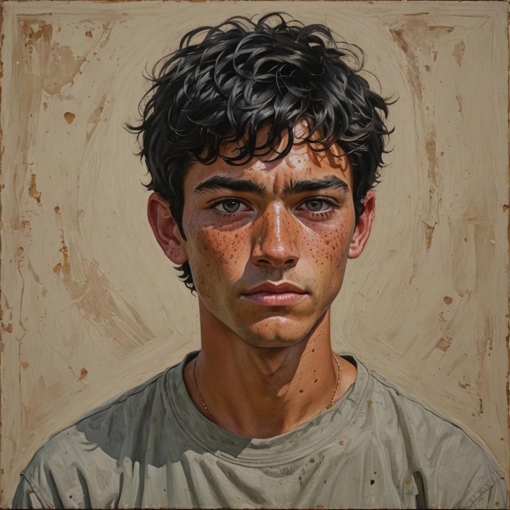 Oil Painting of a Freckled Teenager in Gurney Style
