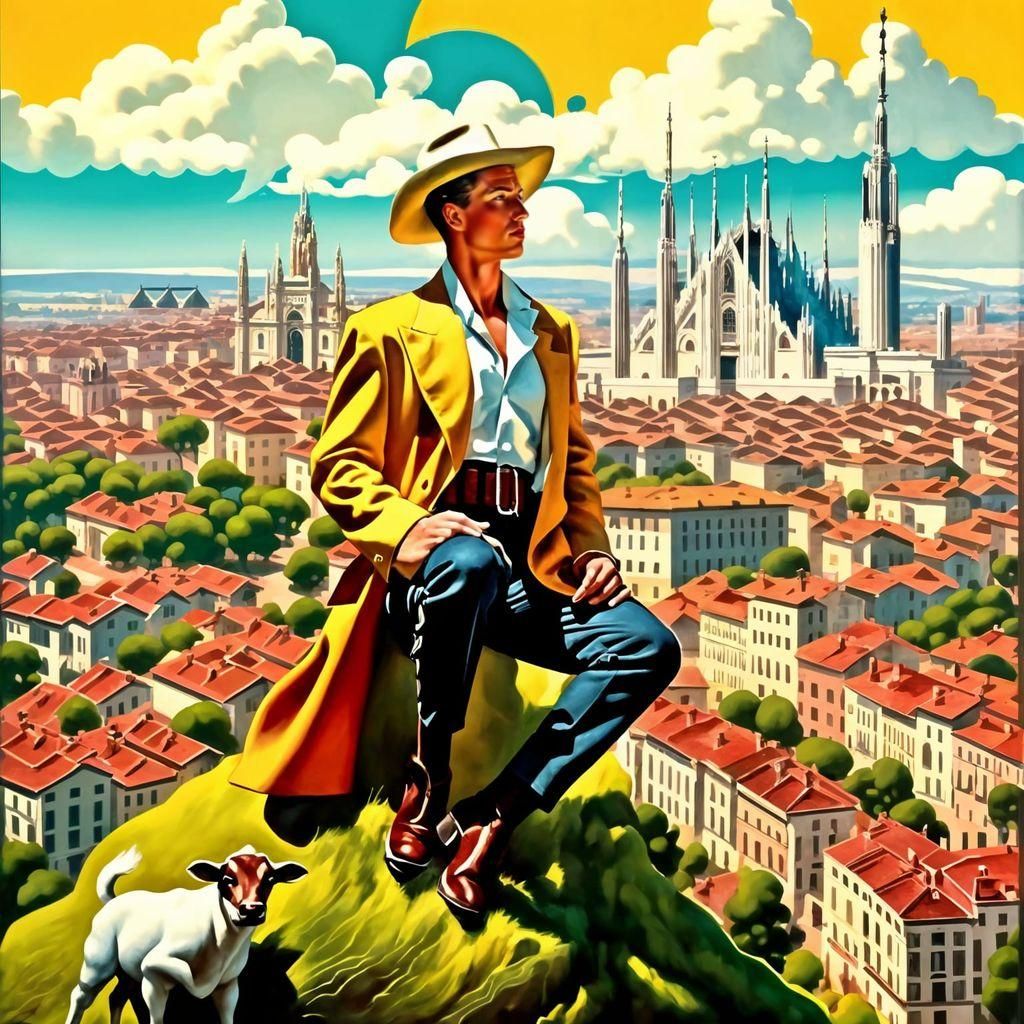 Handsome Herdsman Overlooking Milan in Pin-Up Style