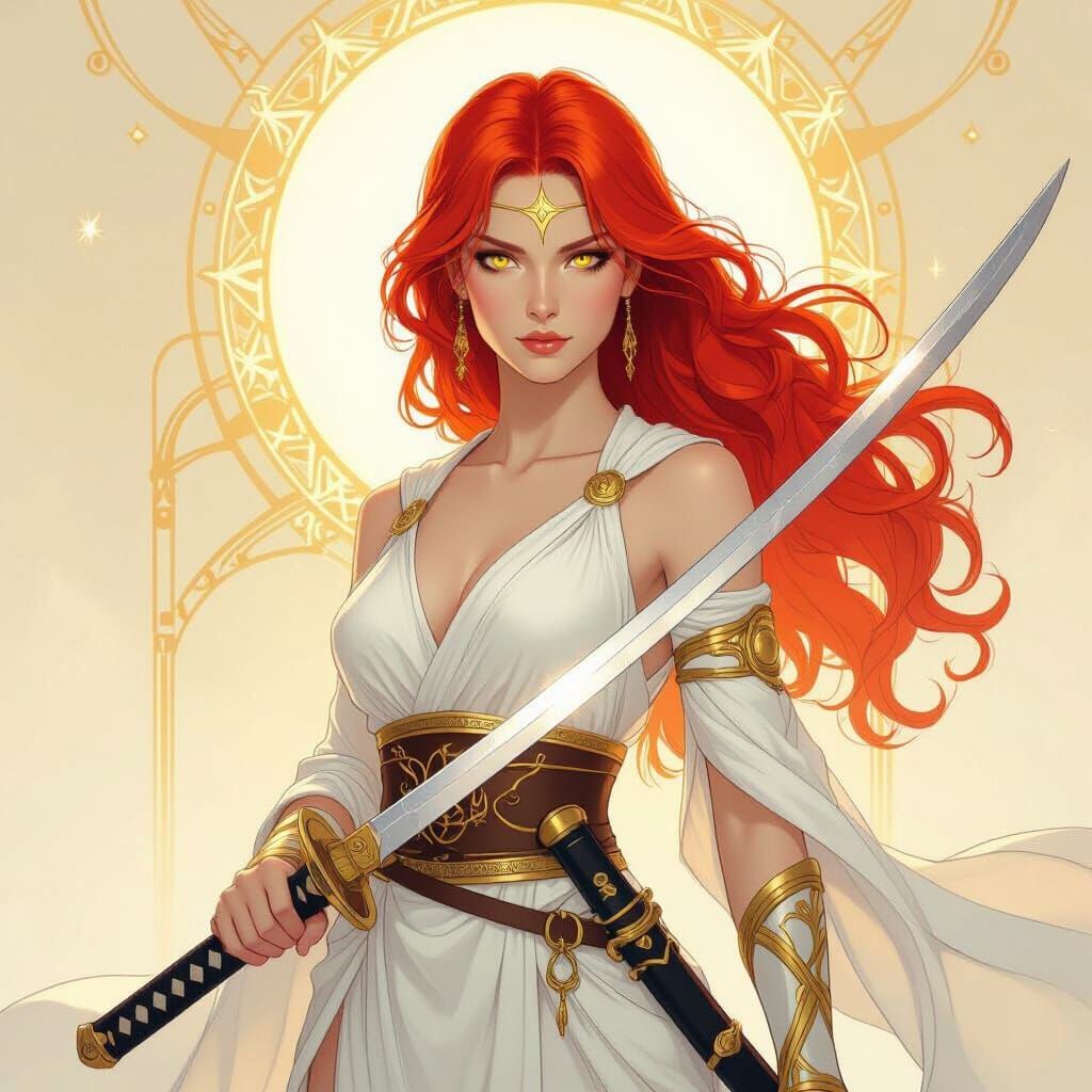 Adara: Olympian Goddess of Light and Unity with Katana