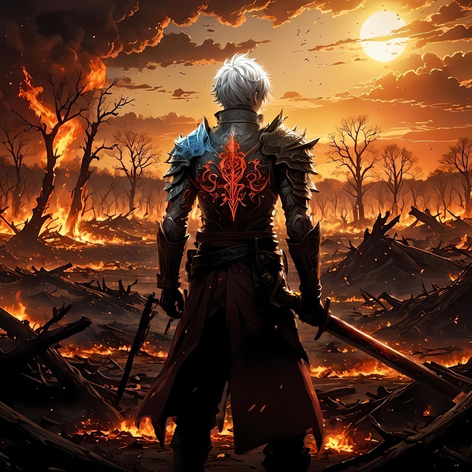 Anime Swordsman with Frost Energy in Vivid Colors