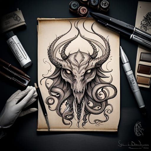 Cthulhu Dragon Portrait in Gothic Horror Style