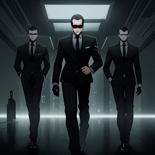Men in Black Heroes in a Futuristic Cityscape