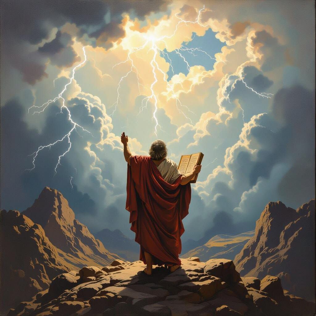 Moses on Mount Sinai in Baroque Style