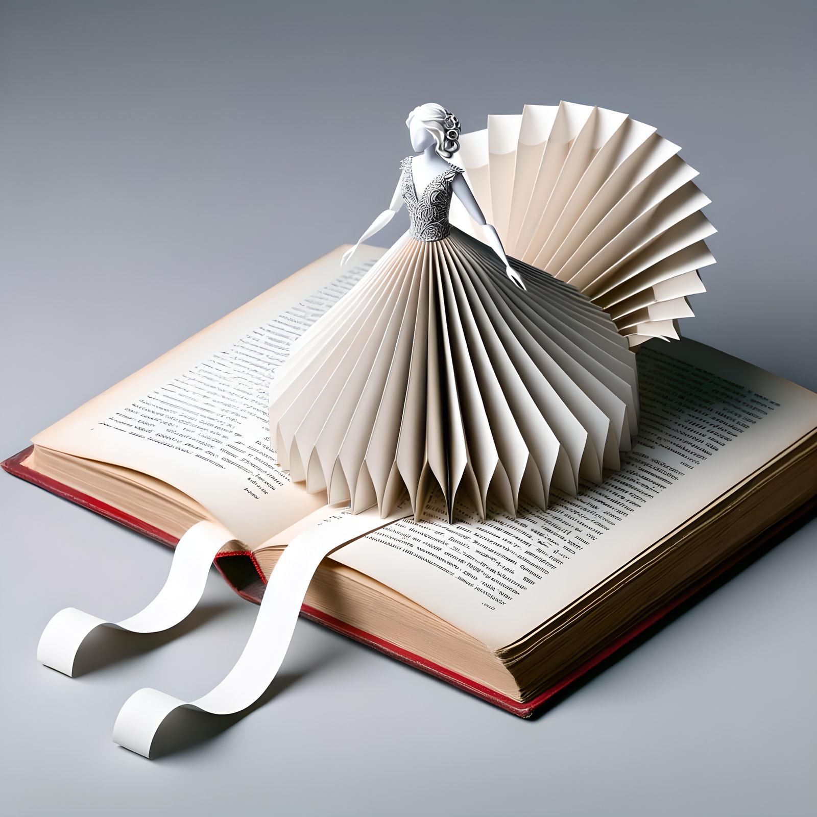 Paper Woman Emerges From Book in 3D Render