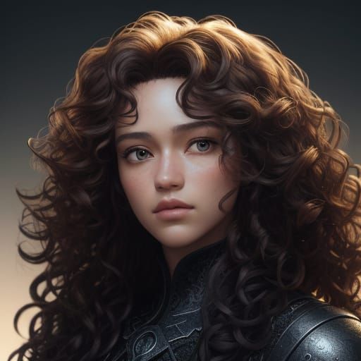 Hyper-Realistic Portrait of a Girl with Defined Curly Hair